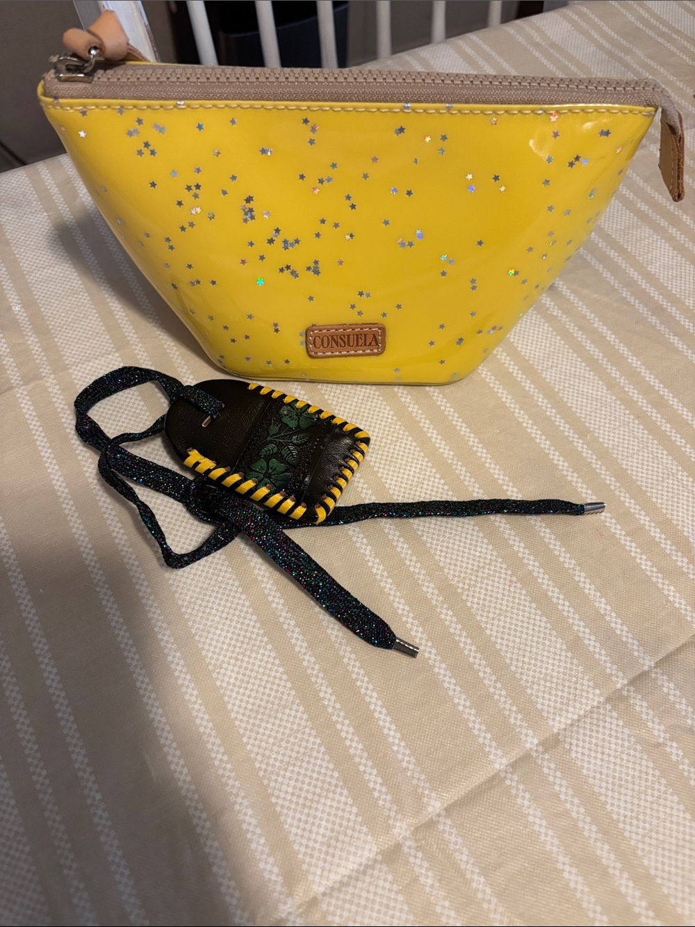 Consuela Yellow Star  Cosmetic Pouch and bag Tag